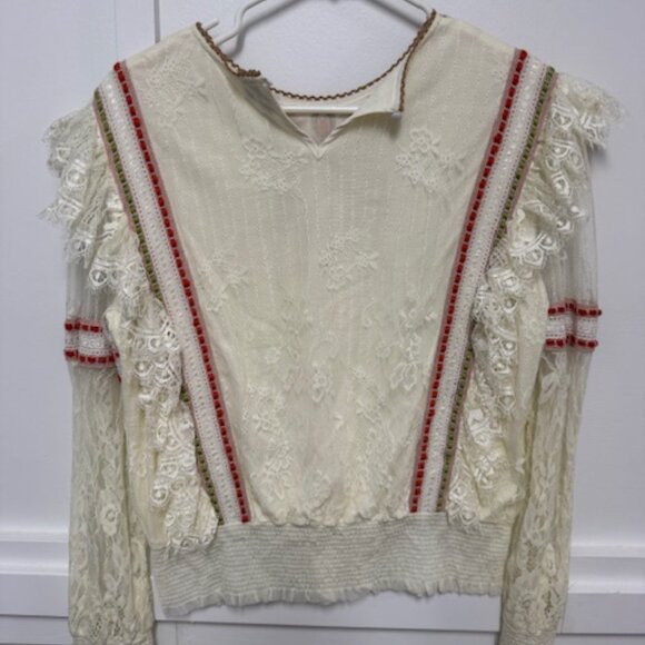Anthropologie Blink London Embroidered Lace Top - Picture 2 of 3